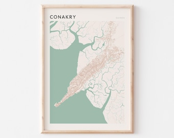 Conakry Map Poster, Conakry Print, Conakry Poster, Conakry Wall Art, Guinea Africa, Travel Gift, Minimalist Art