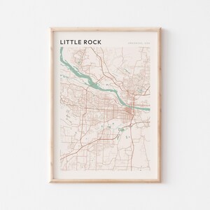 Affiche de carte de Little Rock, impression de Little Rock, affiche de Little Rock, art mural Little Rock, Arkansas, cadeau de voyage, décoration murale de ferme