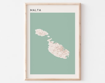 Malta Map Poster, Malta Print, Malta Poster, Malta Wall Art, Malta, Travel Gift, Farmhouse Art