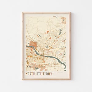 Affiche carte North Little Rock, impression North Little Rock, affiche North Little Rock, art mural North Little Rock, Arkansas, art mural Boho