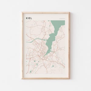 Affiche de la carte de Kiel, impression de Kiel, affiche de Kiel, art mural Kiel, Allemagne, cadeau de voyage, art minimaliste