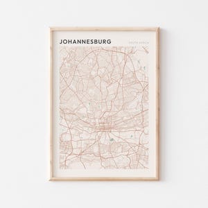 Affiche de carte de Johannesburg, impression de Johannesburg, affiche de Johannesburg, art mural Johannesburg, Afrique du Sud, cadeau de voyage, art minimaliste