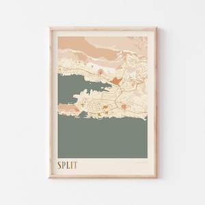 Split Map Poster, Split Print, Split Poster, Split Wall Art, Croatia, Travel Gift, Boho Wall Art