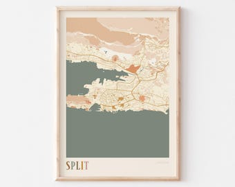 Split Karte Poster, Split Print, Split Poster, Split Wandkunst, Kroatien, Reisegeschenk, Boho Wandkunst