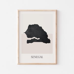 Póster de mapa de Senegal, impresión de Senegal, impresión de mapa de Senegal, arte de pared bohemio minimalista, impresión artística de Senegal, decoración para el hogar o regalo