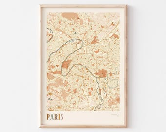 Paris Map Poster, Paris Wall Art, Paris City Map, Paris, Paris Map Print, Paris  Travel, Paris Decor, Paris France, Boho Wall Art