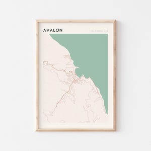Avalon Map Poster, Avalon Print, Avalon Poster, Avalon Wall Art, California, Travel Gift, Minimalist Art