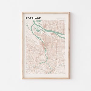 Affiche de carte de Portland, affiche de Portland, impression de Portland, art mural de Portland, plan des rues de Portland, impression de carte de Portland, Portland Oregon