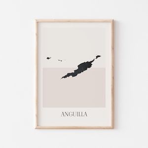 Anguilla Map Poster, Anguilla Print, Anguilla Map Print Minimalist Boho Wall Art, Anguilla Art Print Decor For Home or Gift