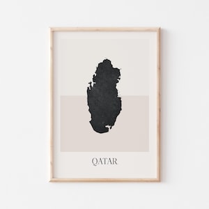 Qatar Map Poster, Qatar Print, Qatar Map Print Minimalist Boho Wall Art, Qatar Art Print Decor For Home or Gift