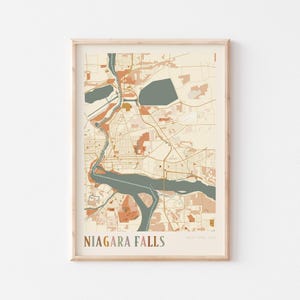 Affiche de carte des chutes du Niagara, impression des chutes du Niagara, affiche des chutes du Niagara, art mural des chutes du Niagara, New York, cadeau de voyage, art mural bohème
