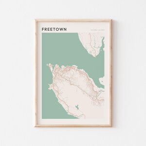 Affiche de carte de Freetown, impression de Freetown, affiche de Freetown, art mural de Freetown, Sierra Leone Afrique, cadeau de voyage, art minimaliste