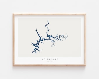 Nolin Lake, Nolin Lake Print, Nolin Lake Poster, Nolin Lake Art, Lake Wall Art, Lake Map Print, Lake House Gift, Lake Print, Kentucky