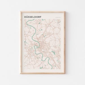 Affiche de carte de Düsseldorf, impression de Düsseldorf, affiche de Düsseldorf, art mural de Düsseldorf, Allemagne, cadeau de voyage, art minimaliste