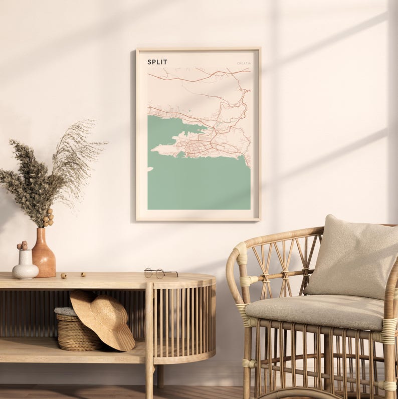 分割マップポスター、分割プリント、分割ポスター、分割ウォールアート、クロアチア、旅行ギフト、農家風装飾 画像 5