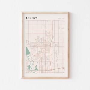 Póster de mapa de Ankeny, impresión de Ankeny, póster de Ankeny, arte de pared de Ankeny, Iowa, regalo de viaje, decoración de granja