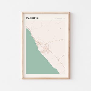 Cambria Map Poster, Cambria Print, Cambria Poster, Cambria Wall Art, California, Travel Gift, Minimalist Art