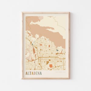 Póster de mapa de Altadena, impresión de Altadena, póster de Altadena, arte de pared de Altadena, California, regalo de viaje, impresión boho