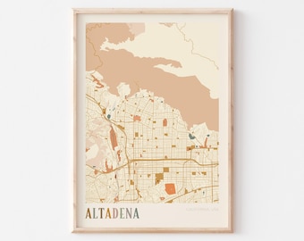 Altadena Map Poster, Altadena Print, Altadena Poster, Altadena Wall Art, California, Travel Gift, Boho Print