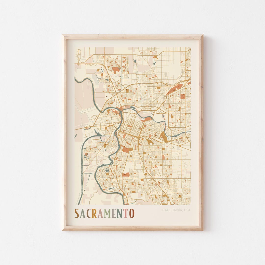 Sacramento Map Poster, Sacramento Print, Sacramento Poster, Sacramento Wall Art, California ...