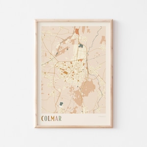 Póster con mapa de Colmar, impresión de Colmar, póster de Colmar, arte mural de Colmar, Francia, regalo de viaje, impresión boho