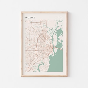 Poster carte mobile, impression mobile, poster mobile, oeuvre d'art murale pour mobile, Alabama, cadeau de voyage, décoration murale de ferme