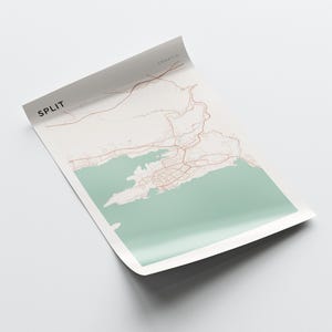 分割マップポスター、分割プリント、分割ポスター、分割ウォールアート、クロアチア、旅行ギフト、農家風装飾 画像 2