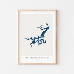 Lac Possum Kingdom, impression du lac Possum Kingdom, affiche du lac Possum Kingdom, art du lac Possum Kingdom, impression de la carte du lac, impression du lac, Texas