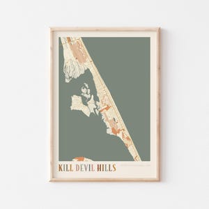 Kill Devil Hills Karte Poster, Kill Devil Hills Druck, Kill Devil Hills Poster, Kill Devil Hills Wandkunst, North Carolina, Boho-Dekor