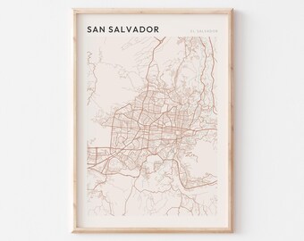 San Salvador Map Poster, San Salvador Print, San Salvador Poster, San Salvador Wall Art, El Salvador, Travel Gift, Farmhouse Wall Decor