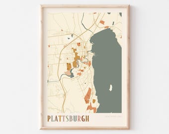 Plattsburgh Map Poster, Plattsburgh Print, Plattsburgh Poster, Plattsburgh Wall Art, New York, Travel Gift, Boho Wall Art