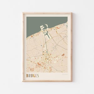 Bruges Map Poster, Bruges Print, Bruges Poster, Bruges Wall Art, Belgium, Travel Gift, Boho Wall Art