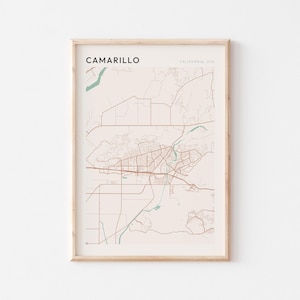 Affiche de carte de Camarillo, impression de Camarillo, affiche de Camarillo, art mural de Camarillo, Californie, cadeau de voyage, décoration murale de ferme, cadeau pour parent