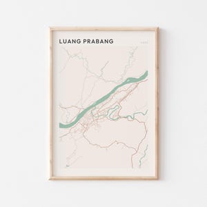 Affiche de carte de Luang Prabang, impression de Luang Prabang, affiche de Luang Prabang, art mural Luang Prabang, Laos, cadeau de voyage, affiche de Scandi