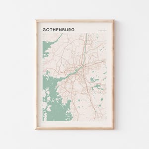 Affiche de carte de Göteborg, impression de Göteborg, affiche de Göteborg, art mural de Göteborg, Suède, cadeau de voyage, impression minimaliste