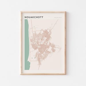 Affiche de carte de Nouakchott, impression de Nouakchott, affiche de Nouakchott, art mural Nouakchott, Mauritanie, Afrique, cadeau de voyage, art minimaliste