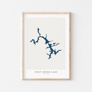 Deep Creek Lake, Deep Creek Lake Print, Deep Creek Lake Poster, Deep Creek Lake Art, Lake Wall Art, Lake Map, Lake House Gift, Maryland