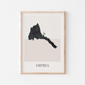 Affiche de carte de l'Érythrée, impression de l'Érythrée, impression de carte de l'Érythrée, art mural bohème minimaliste, impression d'art de l'Érythrée déco pour la maison ou un cadeau