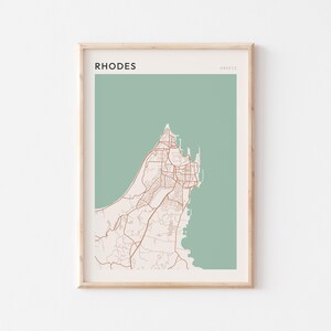 Rhodos Karte Poster, Rhodos Druck, Rhodos Poster, Rhodos Wandkunst, Griechenland, Reisegeschenk, minimalistische Kunst