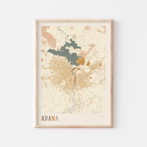 Póster del mapa de Adana, impresión de Adana, póster de Adana, arte mural de Adana, Turquía, regalo de viaje, impresión bohemia