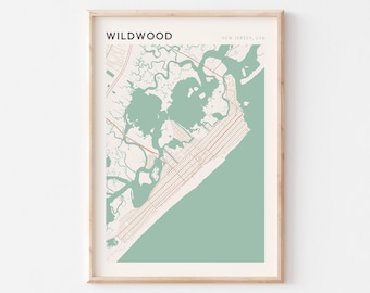Wildwood Map Poster, Wildwood Print, Wildwood Poster, Wildwood Wall Art, New Jersey, Travel Gift, Minimalist Wall Art