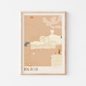 Poster carte du grand ours, impression grand ours, poster grand ours, art mural grand ours, Californie, cadeau de voyage, art mural bohème, déco de dortoir