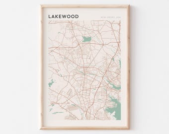 Lakewood Map Poster, Lakewood Print, Lakewood Poster, Lakewood Wall Art, New Jersey, Travel Gift, Minimalist Wall Art
