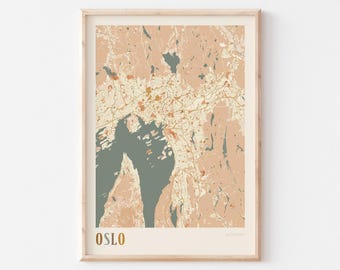 Oslo Map Poster, Oslo Print, Oslo Poster, Oslo Wall Art, Norway, Travel Gift, Boho Print
