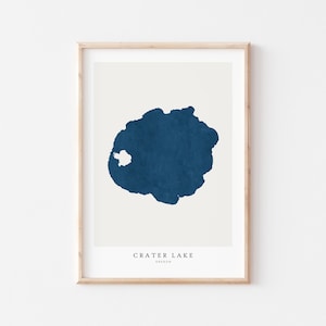 Crater Lake, Stampa del Crater Lake, Poster del Crater Lake, Arte del Crater Lake, Arte murale del lago, Stampa della mappa del lago, Regalo per la casa sul lago, Stampa del lago, Oregon