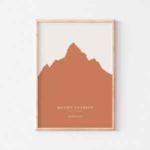 Impresión artística del Monte Everest, impresión del Monte Everest, póster del Monte Everest, arte mural del Monte Everest, impresión de montaña, Nepal, impresión minimalista bohemia