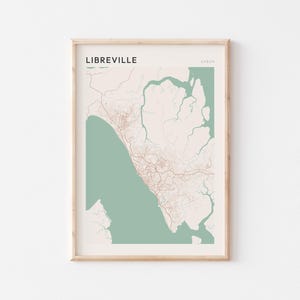 Affiche de carte de Libreville, impression de Libreville, affiche de Libreville, art mural de Libreville, Gabon Afrique, cadeau de voyage, art minimaliste