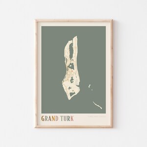 Affiche de carte de Grand Turc, impression de Grand Turc, affiche de Grand Turc, art mural Grand Turc, îles Turks et Caicos, cadeau de voyage, décoration bohème