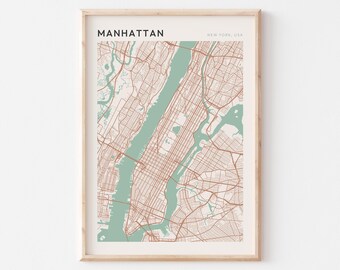Manhattan Map Poster, Manhattan Print, Manhattan Poster, Manhattan Wall Art, New York, Travel Gift, Scandi Poster