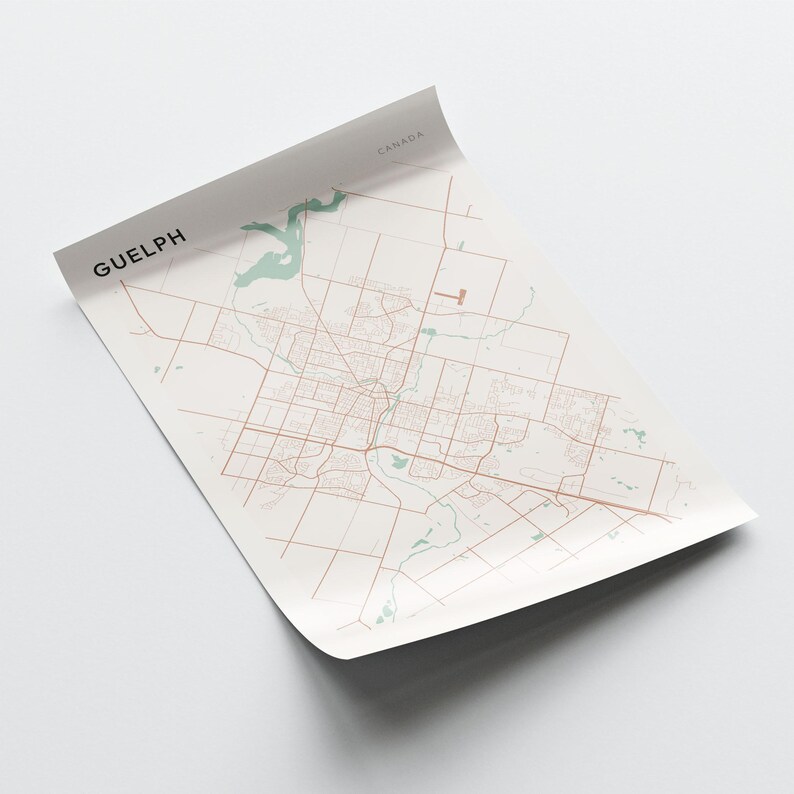 Guelph Map Poster, Guelph Wall Art, Guelph City Map, Guelph Art Print ...